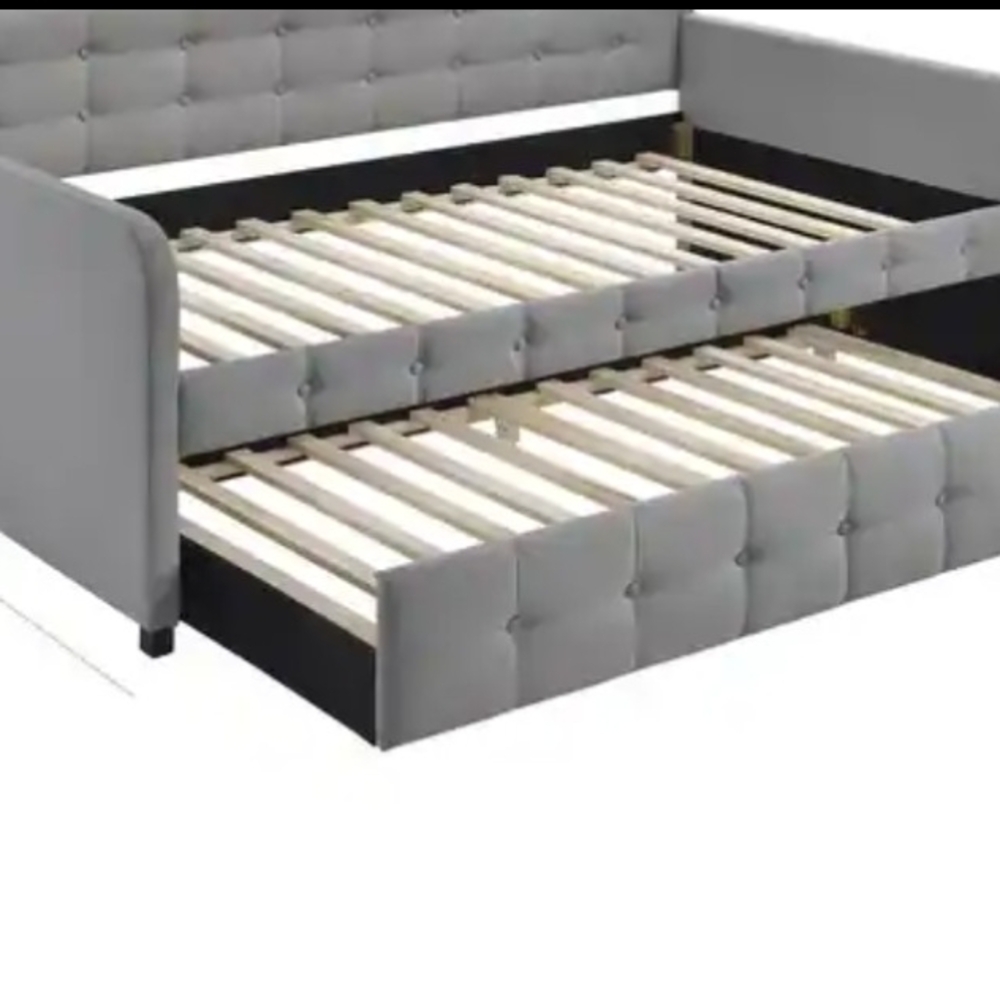 Gray Upholstered Daybed with Trundle